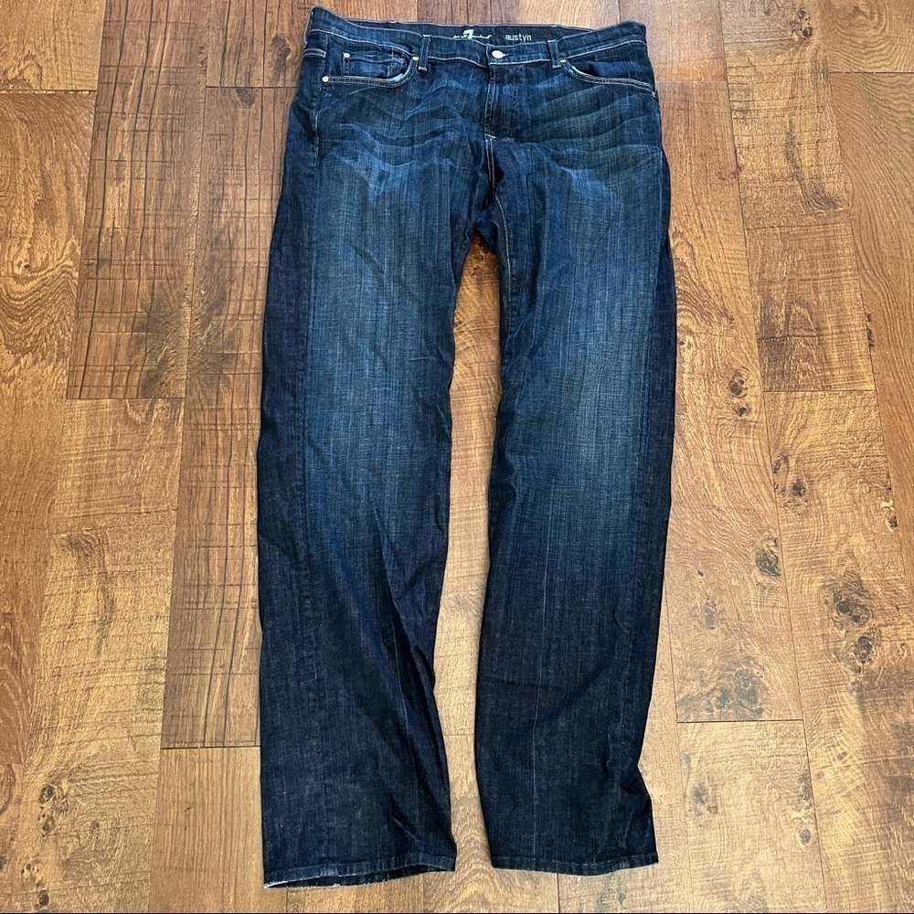 7 for all mankind austyn blue jeans Sz 38 waist button zip waist